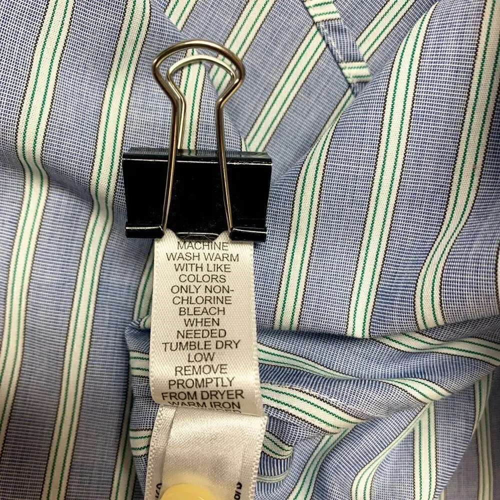 Banana Republic Shirt Mens Large‎ Slim Blue Stripe Non Iron Business Casual Camp